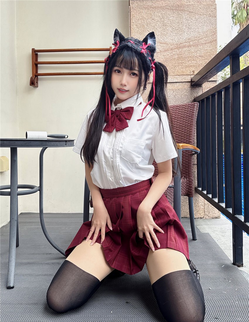 不呆猫 温泉双马尾JK[22P1V-712MB] 第1张