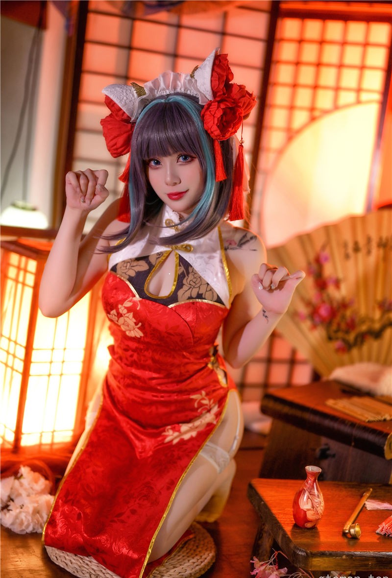 Zyra秋 碧蓝航线 柴郡 红旗袍[20P-177M] 第1张