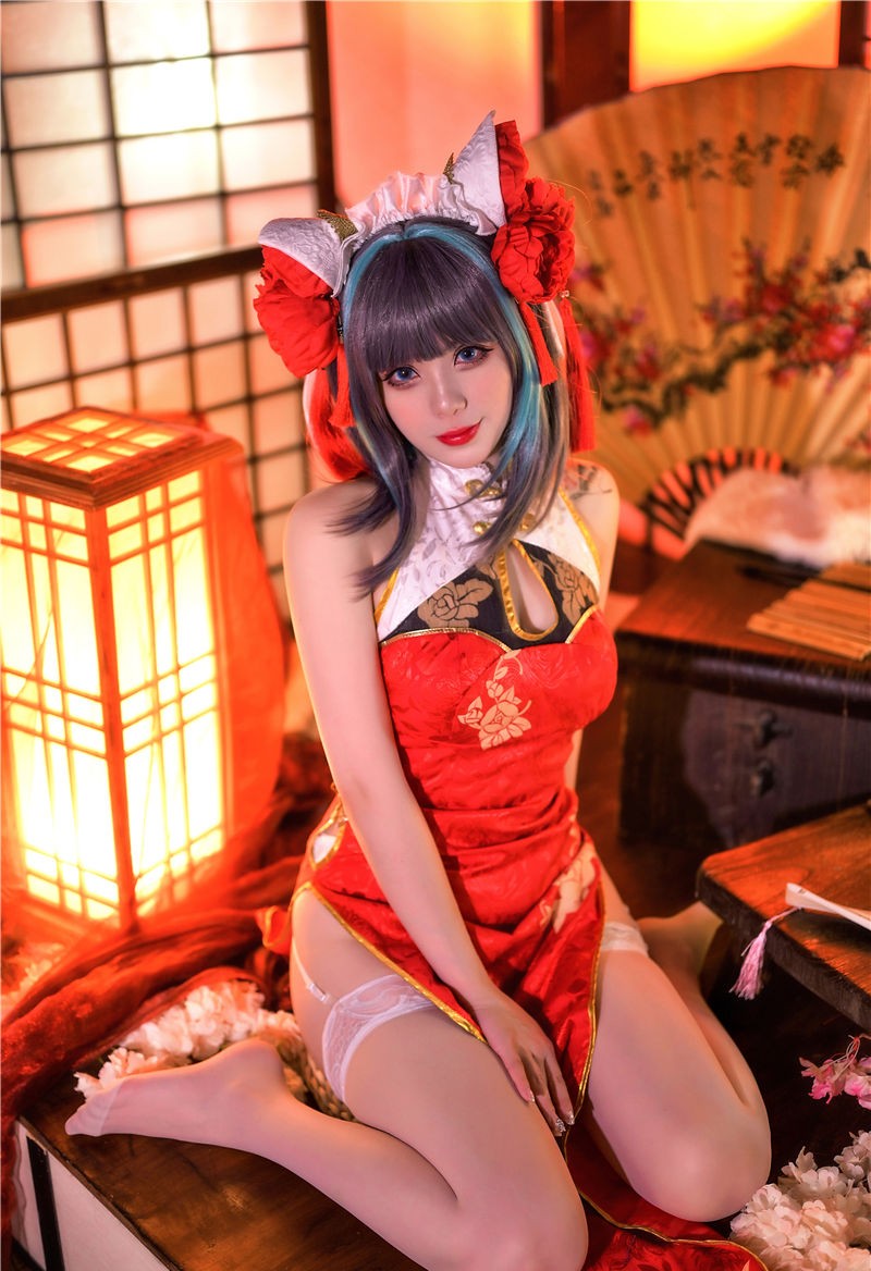 Zyra秋 碧蓝航线 柴郡 红旗袍[20P-177M] 第2张