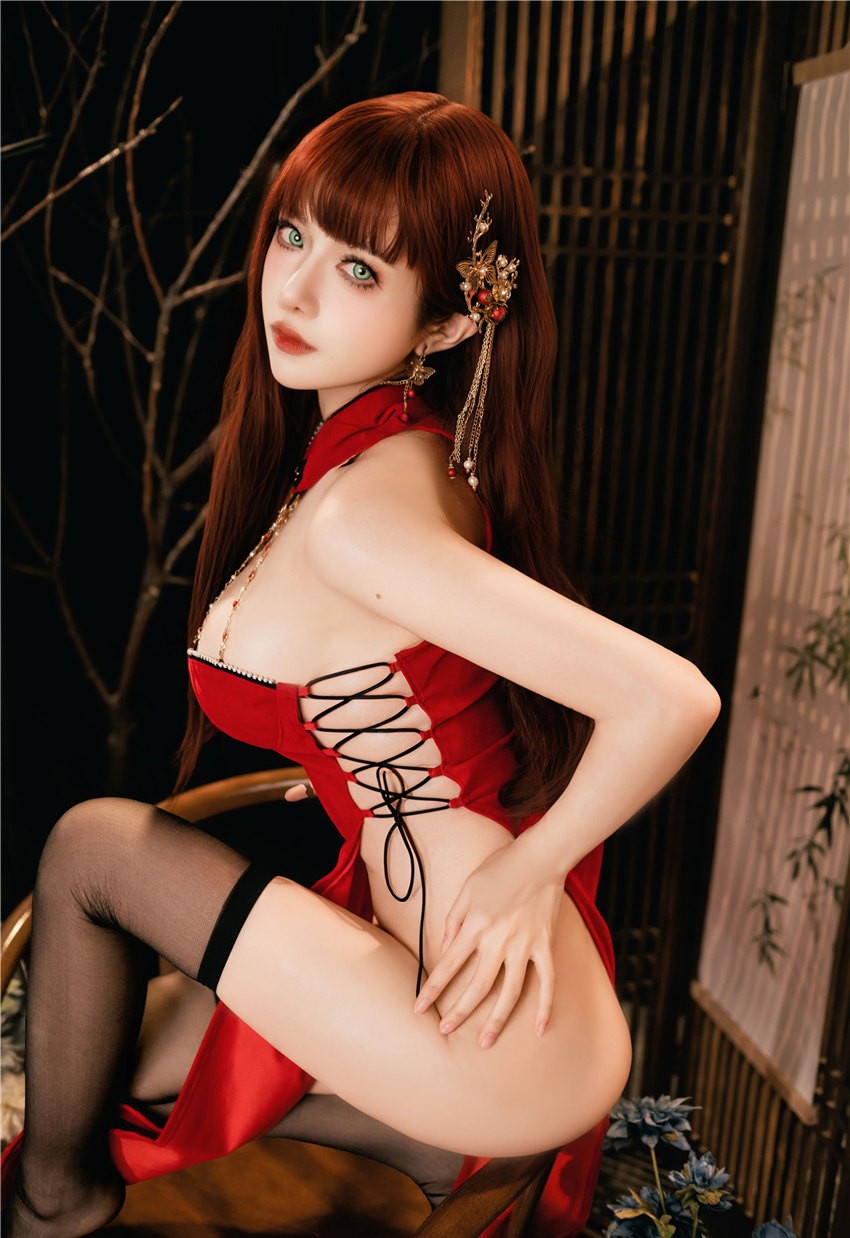 Shika小鹿鹿 新年红旗袍[30P-189M] 第4张